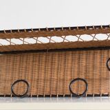 Coat rack 4 hooks in vintage rattan