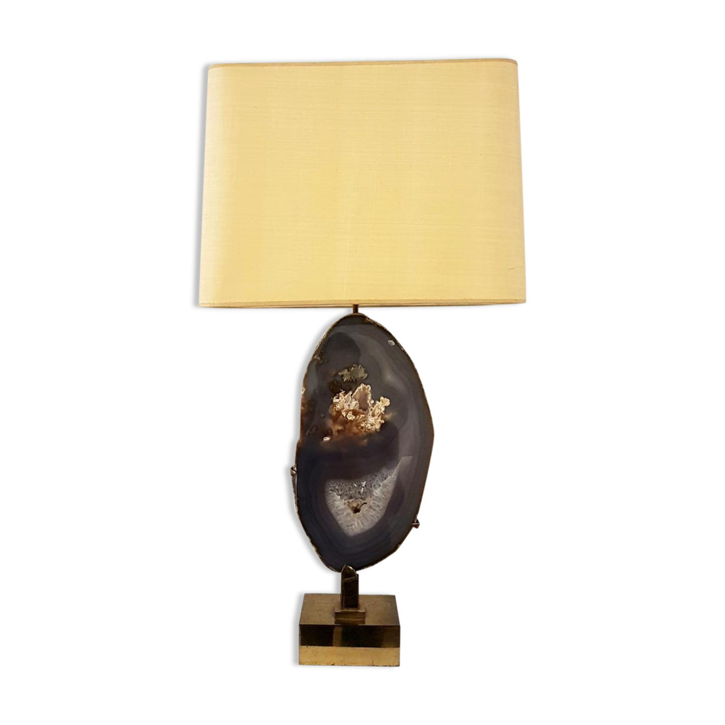 Gilded brass and agate desk lamp by Willy Daro 1980s