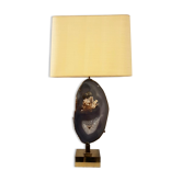 Lampe de bureau en laiton doré et agathe par Willy Daro 1980s