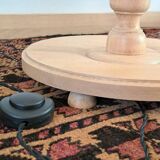 Light wood floor lamp with Art Deco wooden shelf