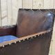 Club armchair art deco era leather and fabric cushion
