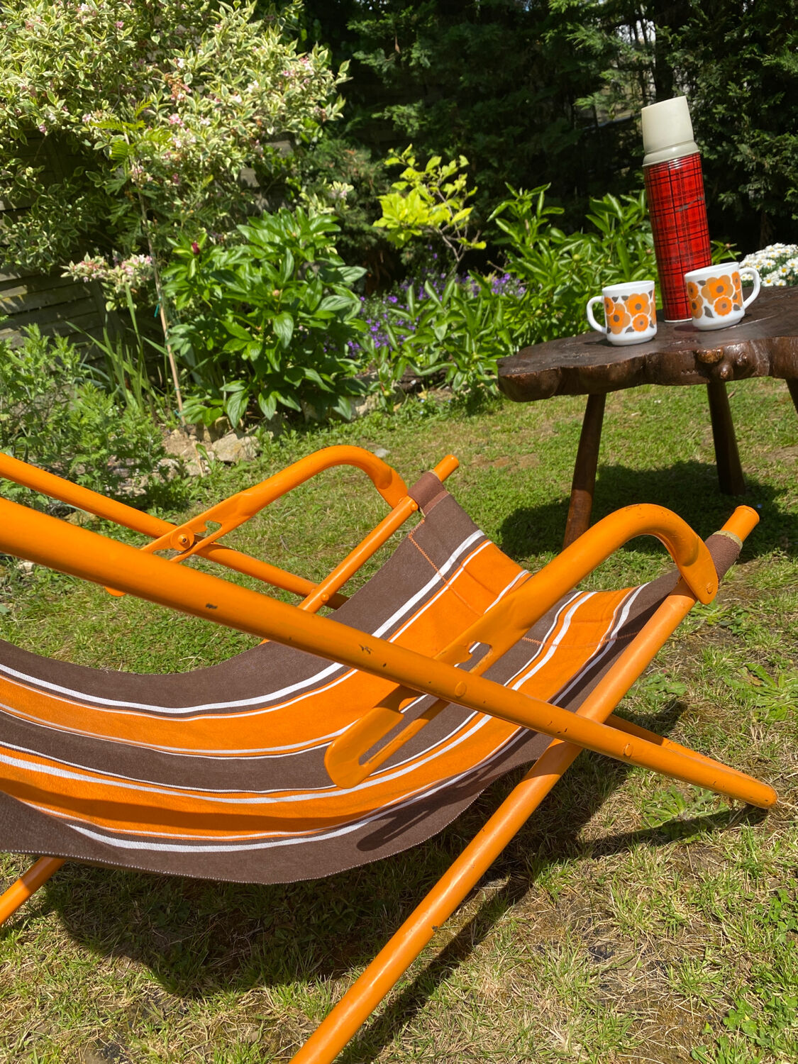 Old orange vintage deckchair