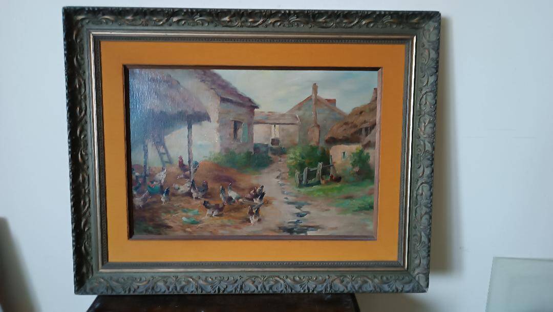 Oil painting on canvas Edmond Van Coppenolle (1846-1914) Landscape