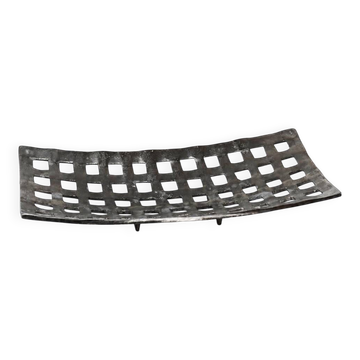 Vintage PTMD Home Collection perforated metal basket, brutalist style.