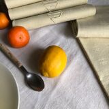 Antique napkins damascus and monogrammed tinted fresh butter