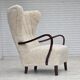 1960s, Danish high-back armchair, genuine sheepskin, reupholstered.
