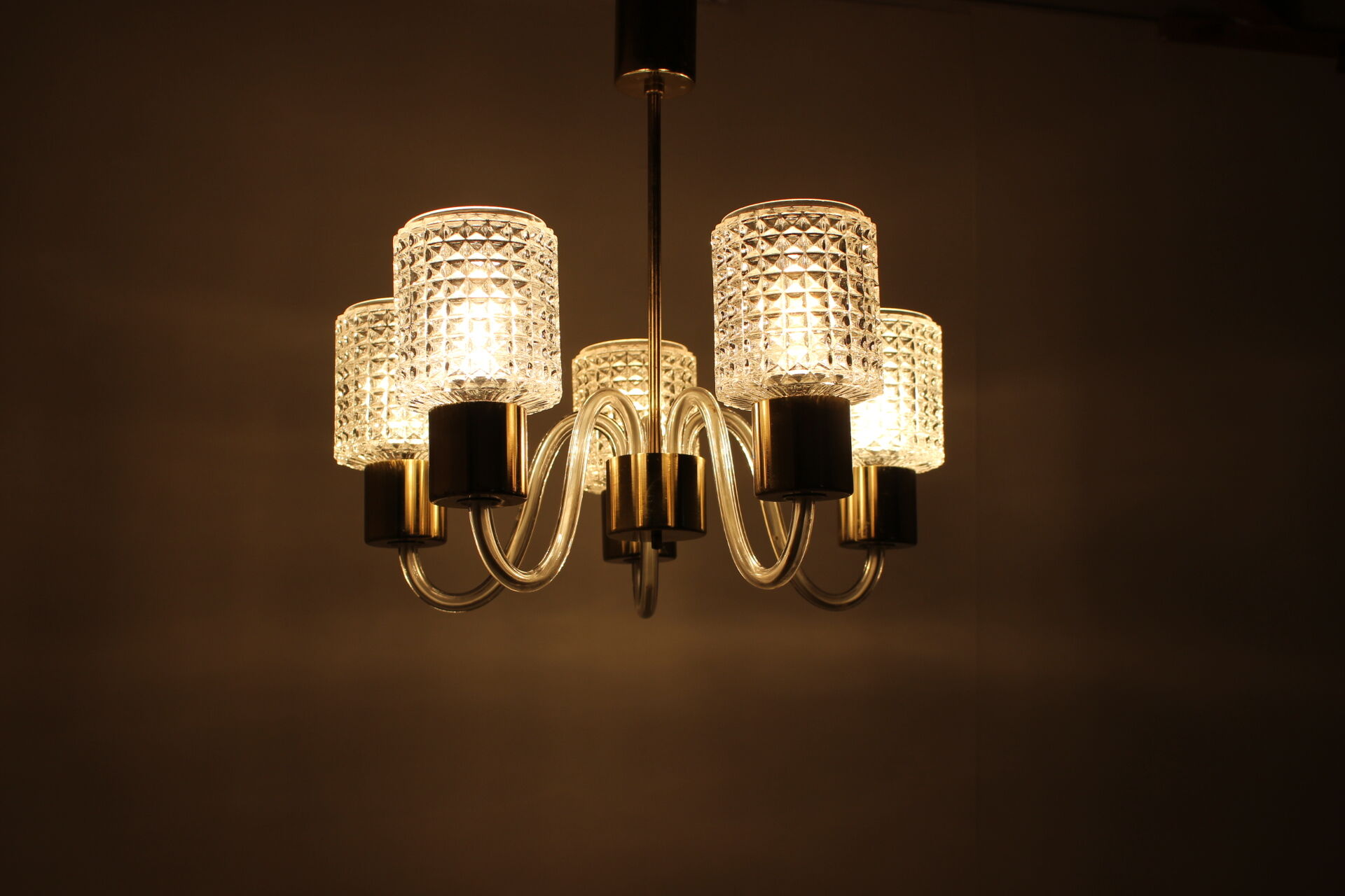 Mid-century glass chandelier,Kamenický Šenov 1970´s.