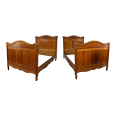 Art Nouveau twin beds in carved solid oak, France, circa 1910