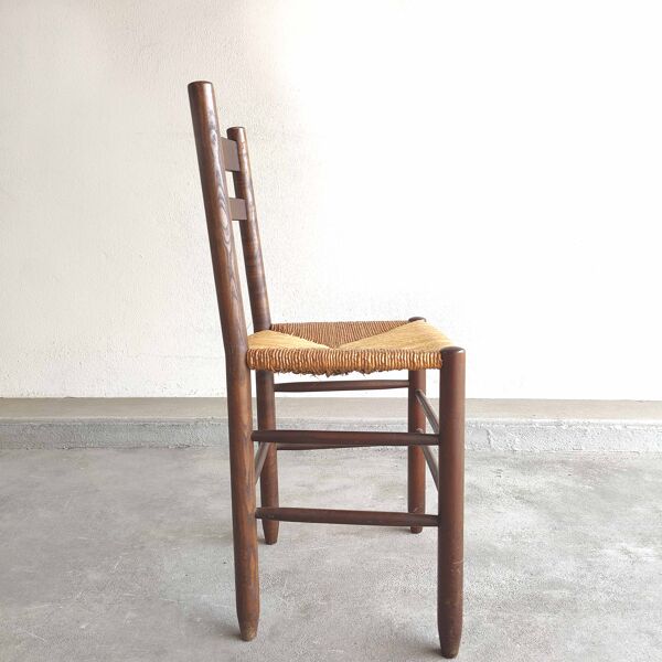 Chaise vintage bois et paille