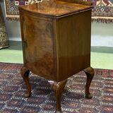 English art deco bedside in walnut magnifying glass