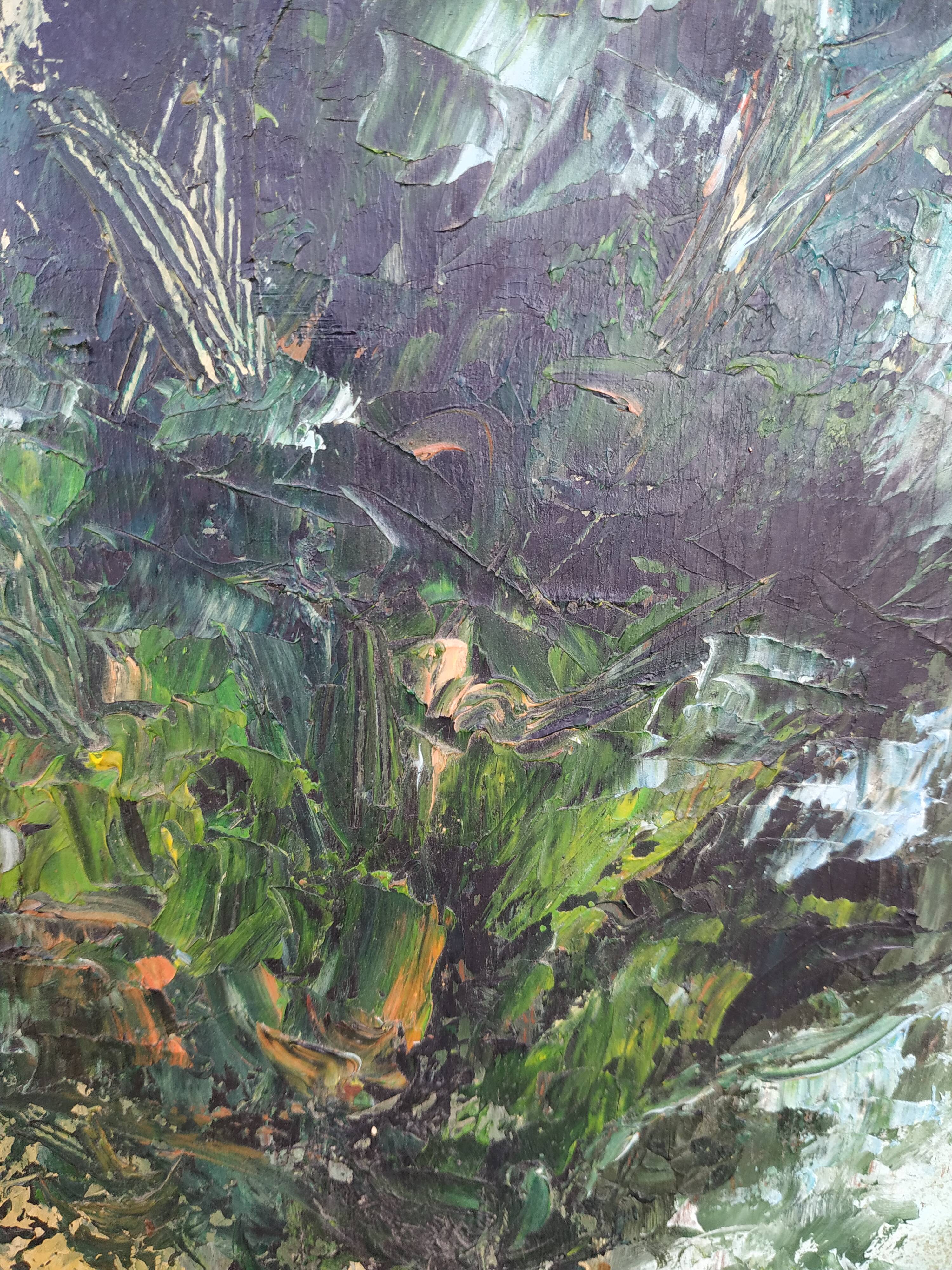 At the edge of wood oil on panel