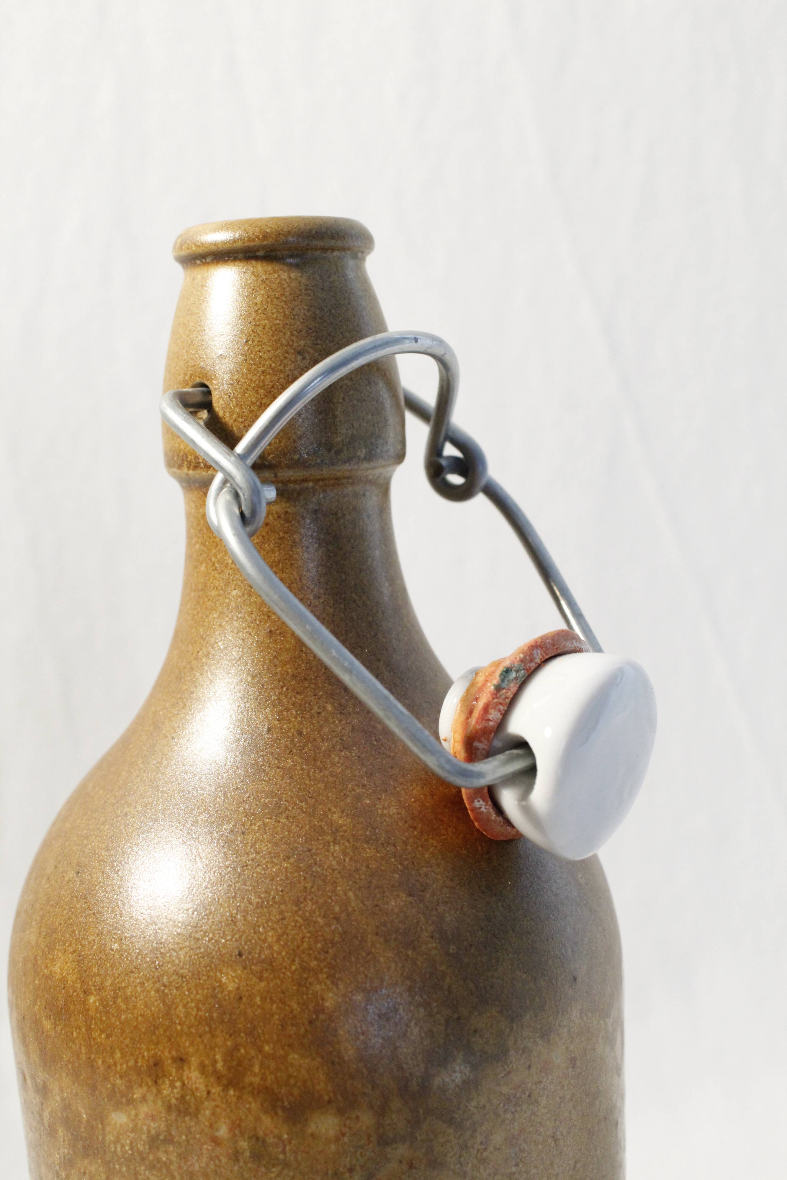 Bottle of vintage German beer MKM in brown stoneware 0.5L