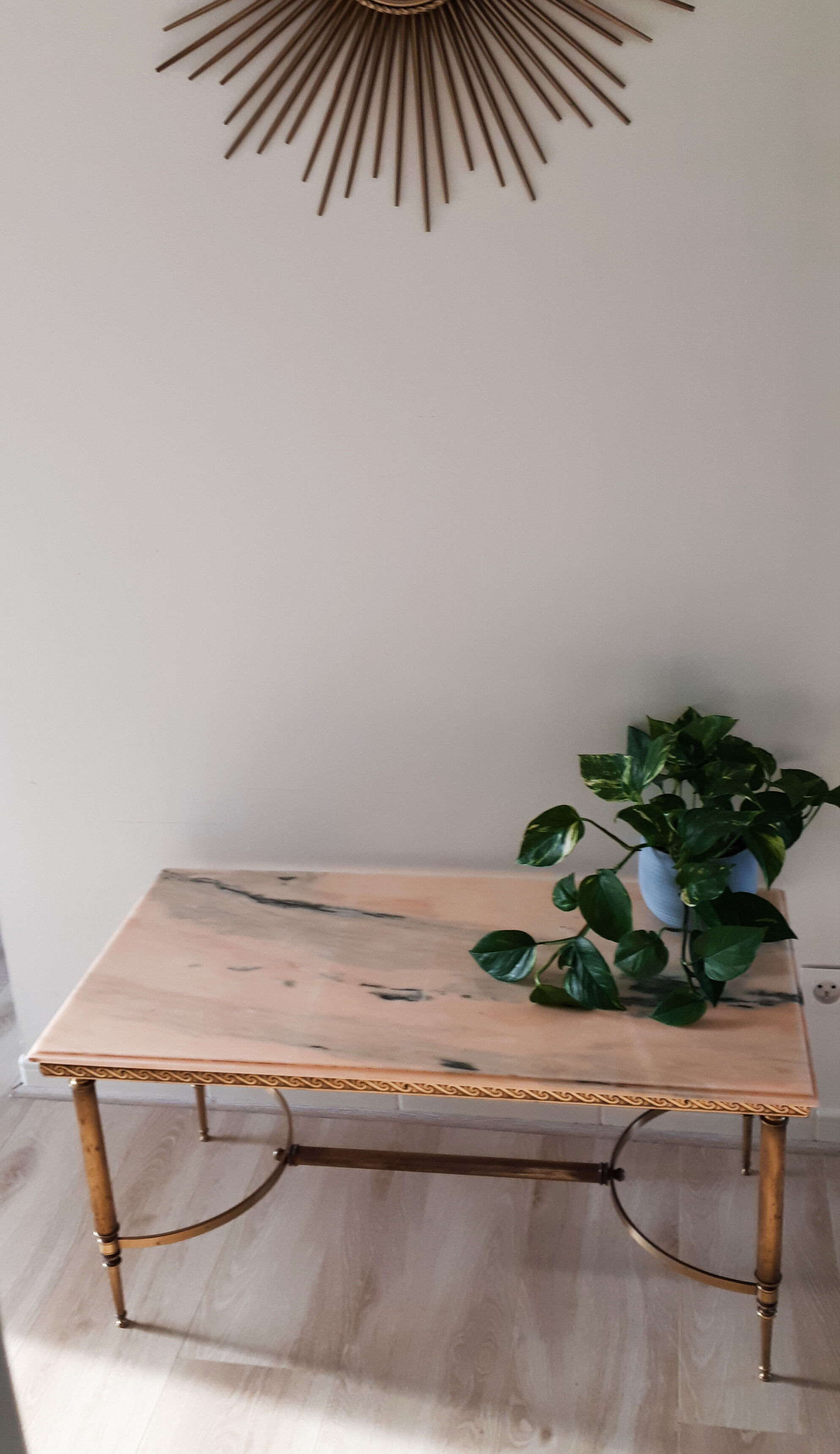 Bronze and marble coffee table