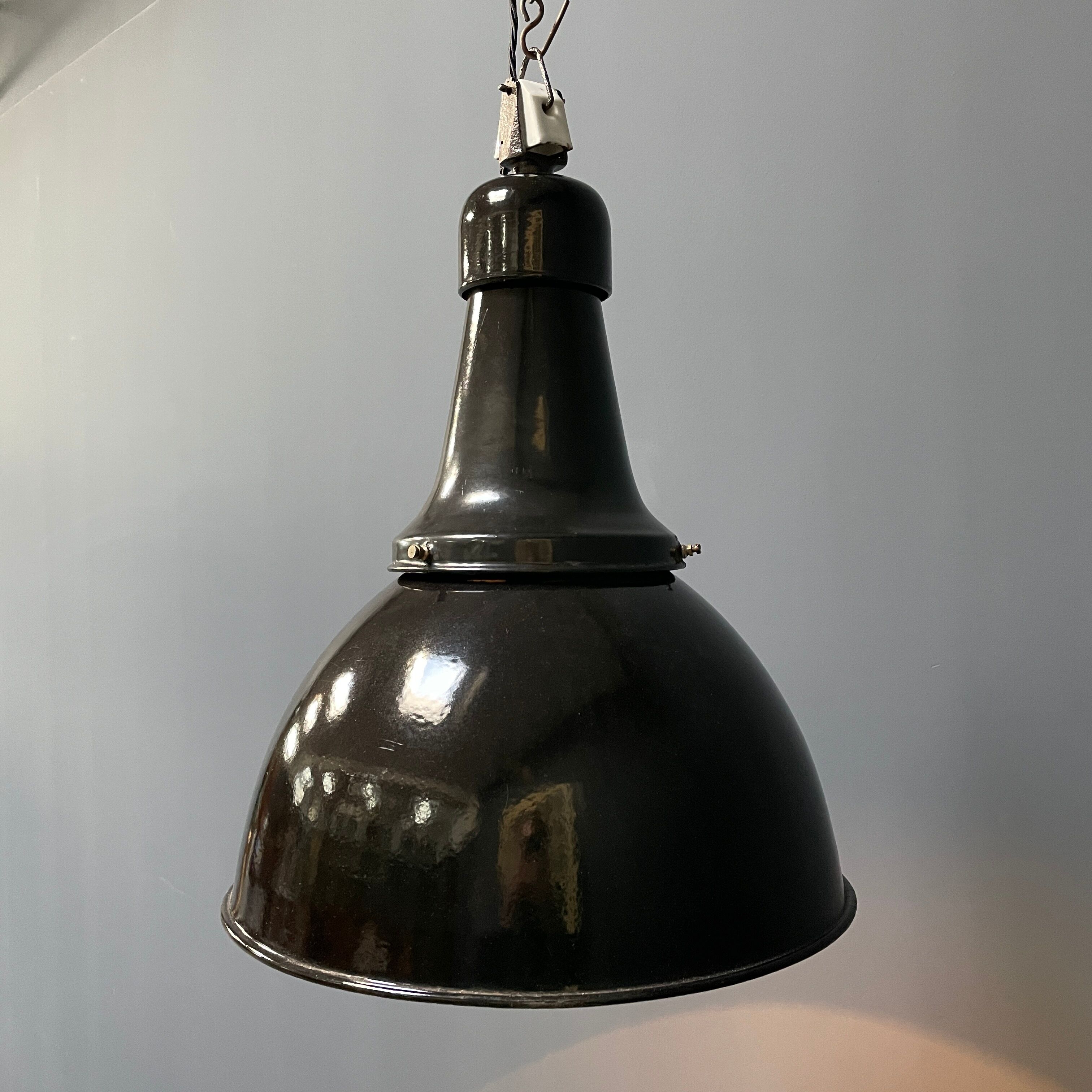 Black enamel Bauhaus factory lamp from Industria Rotterdam