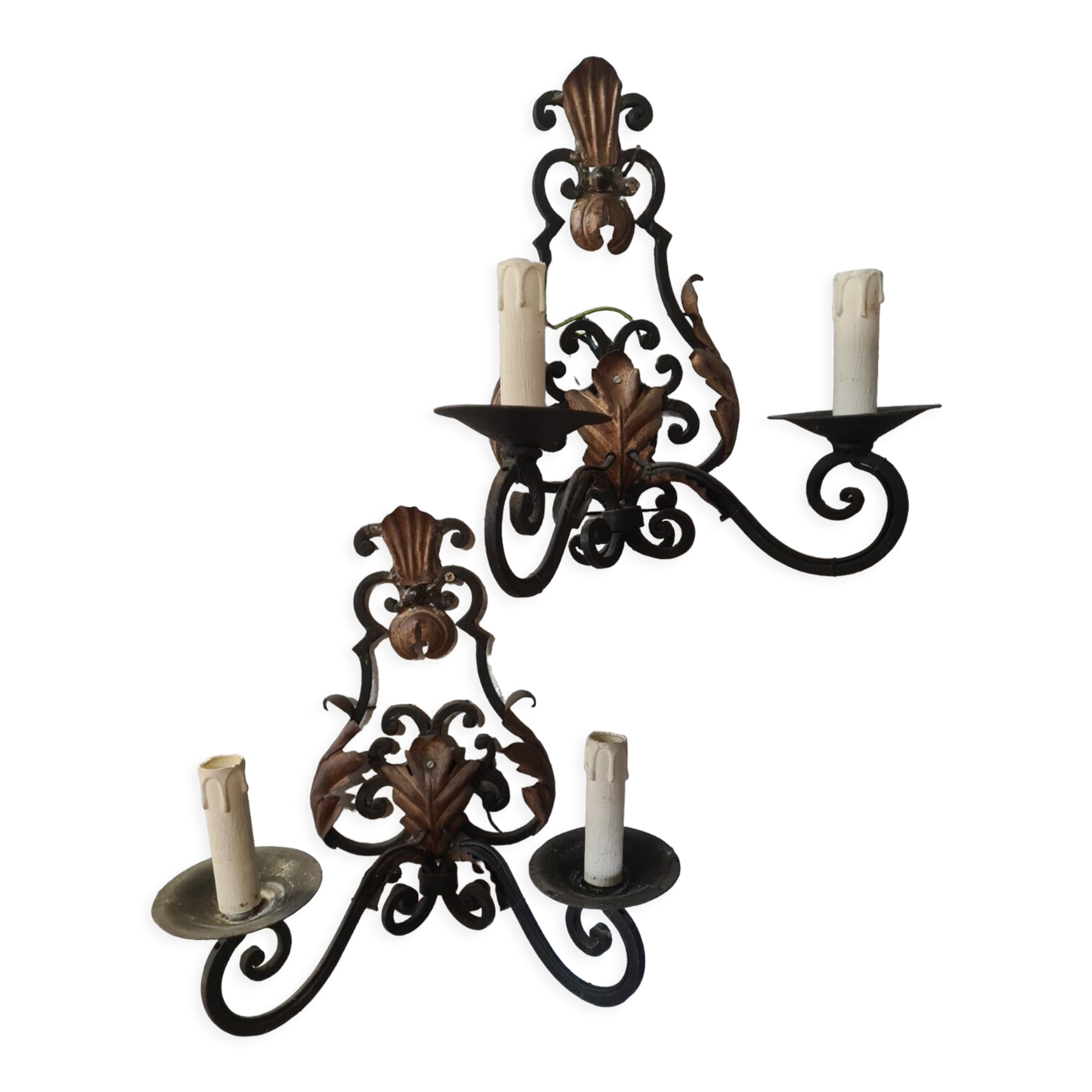 2 wrought iron sconces
