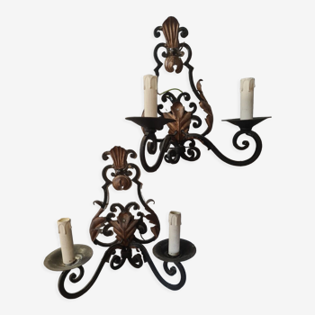 2 wrought iron sconces