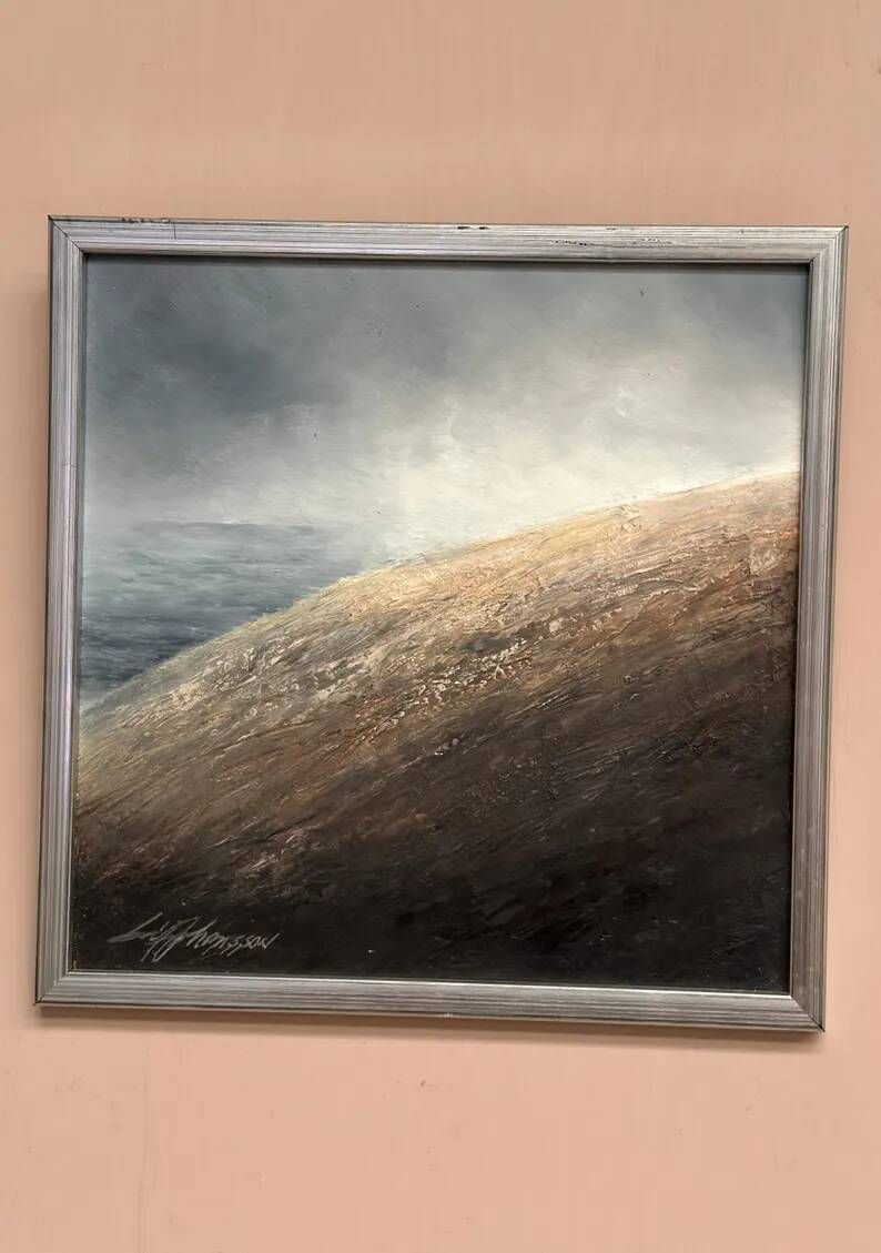 Original Swedish Oil on Panel – “The Surface” by Leif Johansson– Vintage & Framed – 30 × 30 cm (11.8" × 11.8")