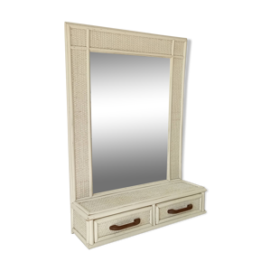 Grand miroir en rotin
