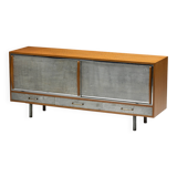 Mid-Century Modern Sideboard with Hammered Metal Façade, France, 1960s