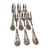 6 fourchettes a gateaux metal argente orfevre Christofle Marly