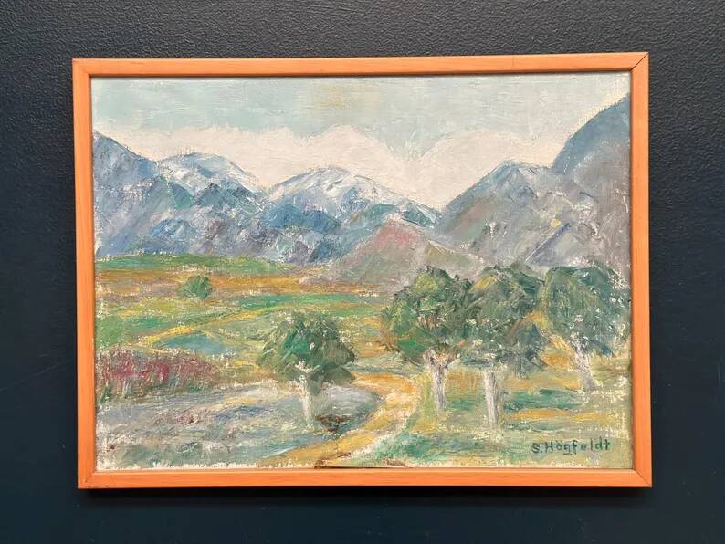 Original Swedish Oil on Canvas – "Landscape" by S. Högfeldt – Signed – Vintage and Framed – 48 × 36 cm (18.9" × 14.2")