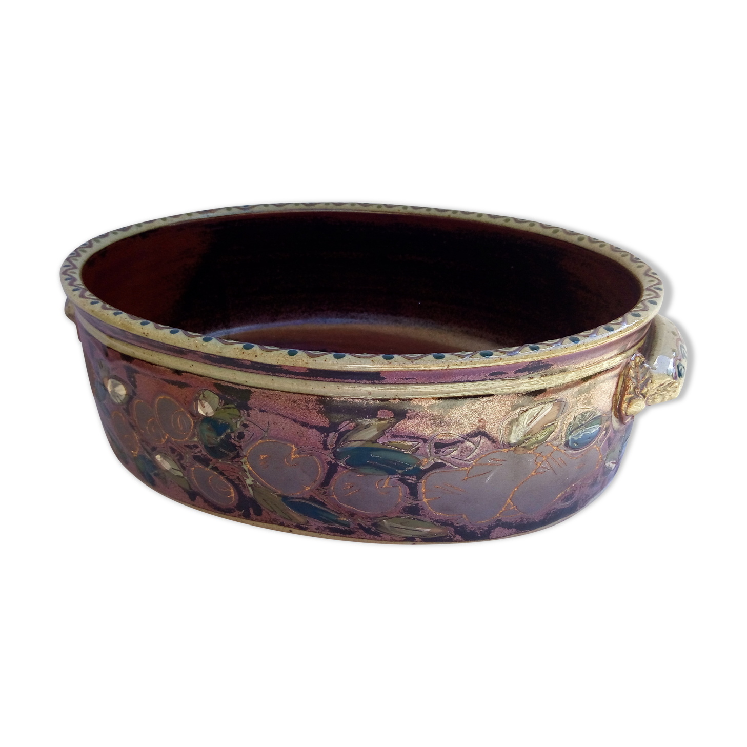 XXL dish in eggplant sandstone adorned with fruit
