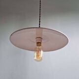 Trio of large industrial suspensions in green enamelled sheet metal.