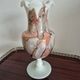Vintage footed vase in white opaline, marbled/marble effect decoration from the 60s.
