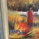 Old Oil Painting Canvas Landscape Peasant Work Provence