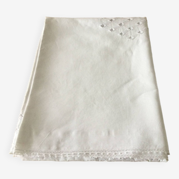 Large old white tablecloth