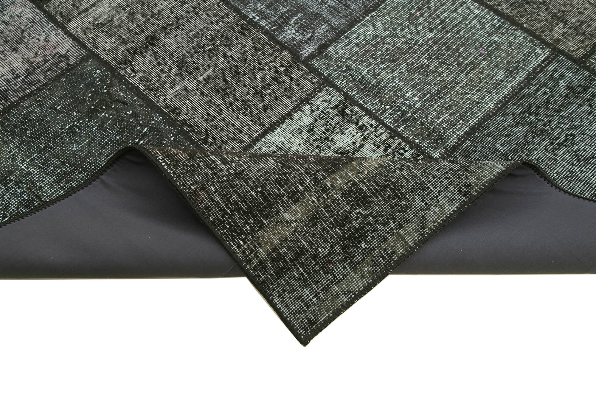 Hand-knotted oriental vintage 172 cm x 240 cm black patchwork carpet