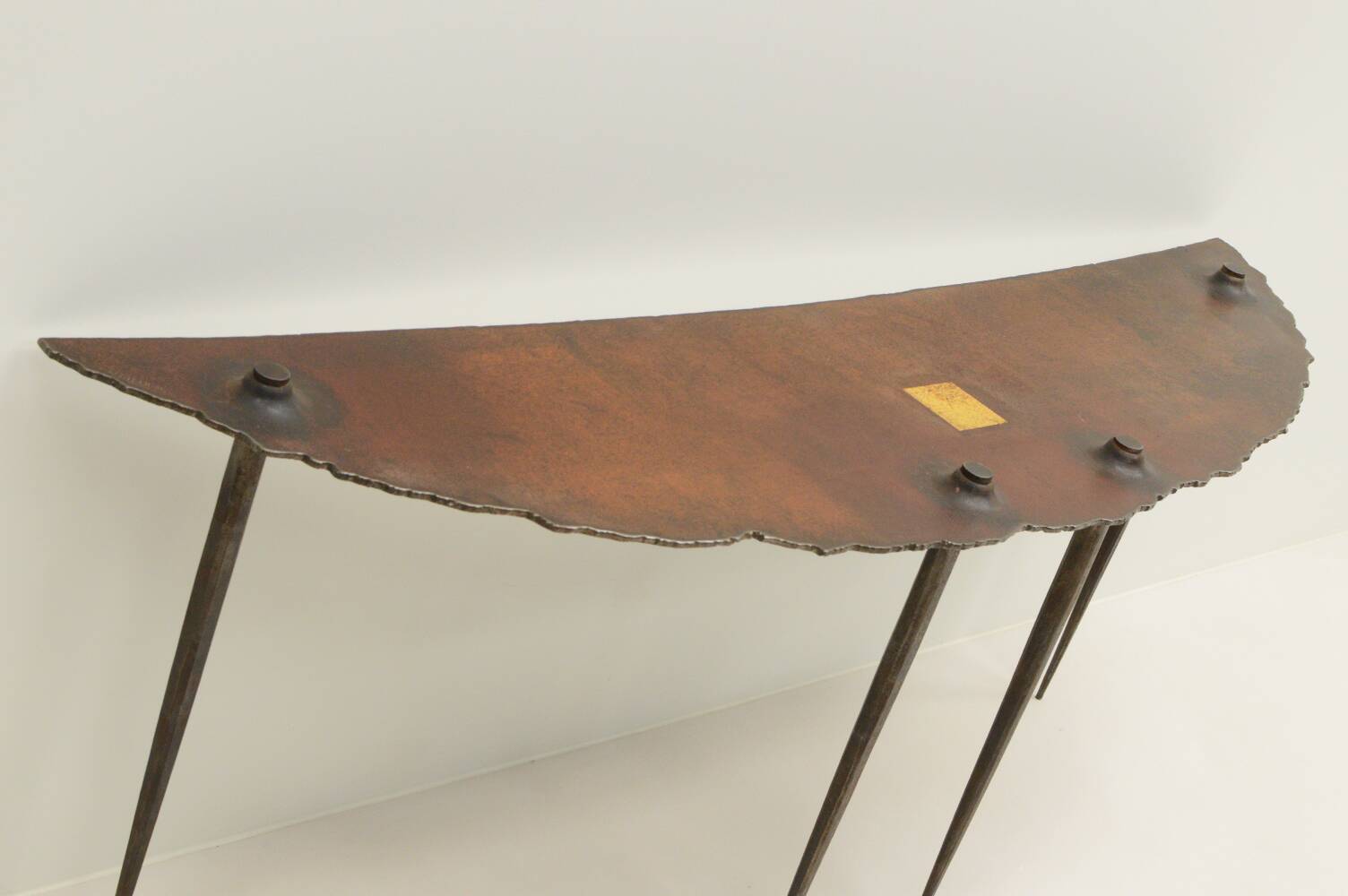 Brutalist side table by Idir Mecibah for Smederij Moerman, 1990s Belgium.