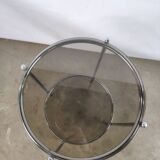 Chrome and smoked glass side table
