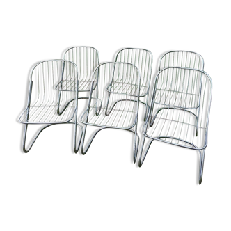 6 vintage chrome metal chairs