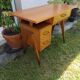 Bureau vintage années 50 pieds compas – bois clair – 100 x 50 cm