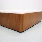 Vintage triangular plywood with boucle-fabric sit element / Ottoman, 1970s