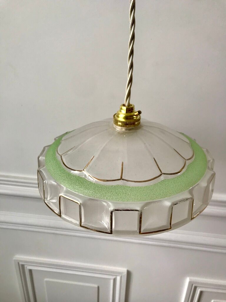 Pair of green granite glass suspensions 50-60s