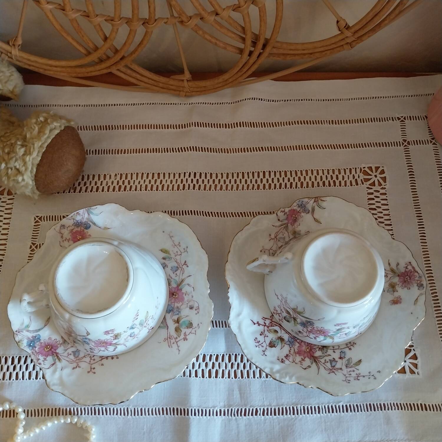 Antique art nouveau cups and saucers