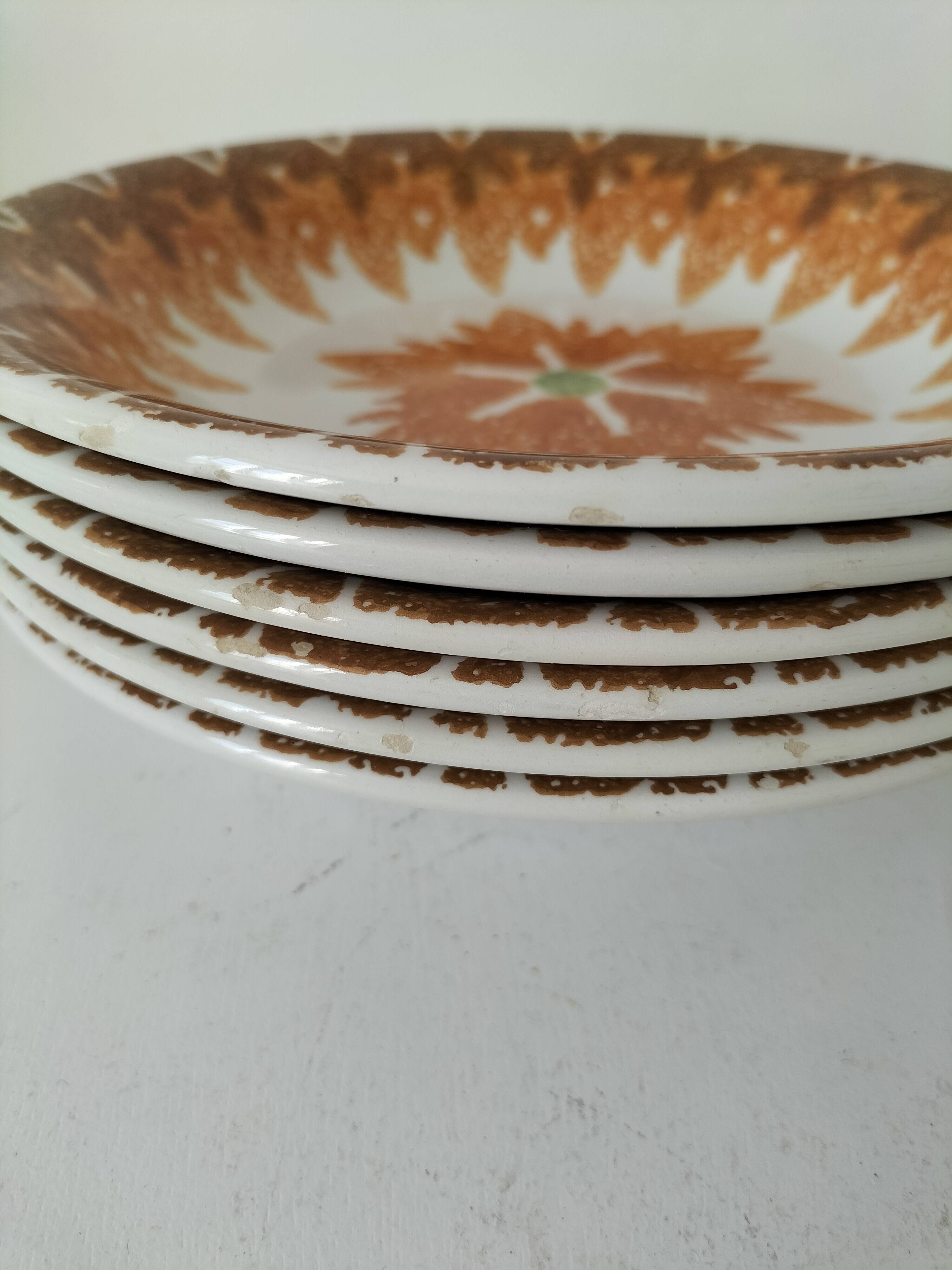 Set of 6 Vintage Italian Ironstone Plates S. Giovanni Valdarno