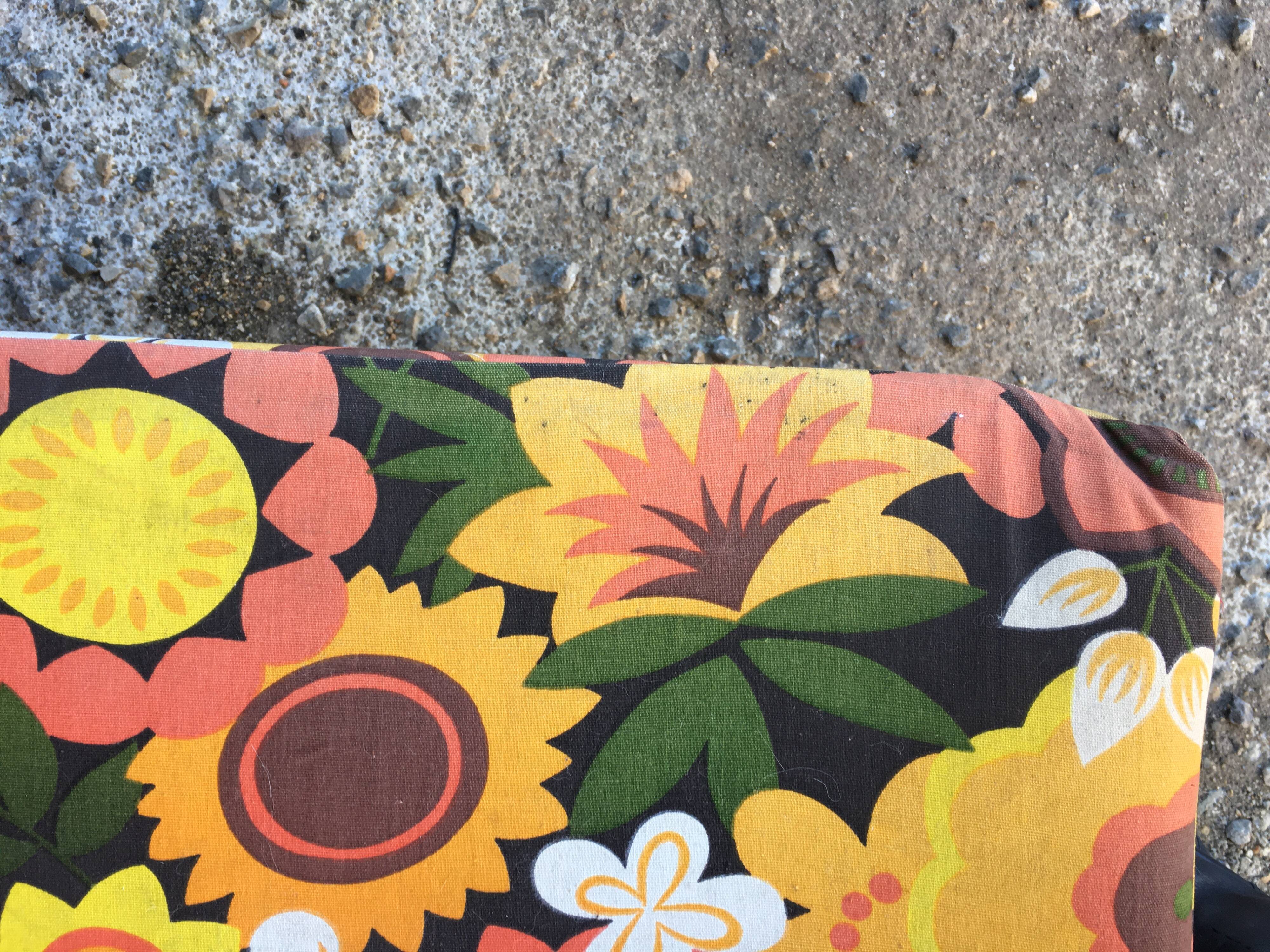 Flower sunbed long chair, vintage 70s, folding