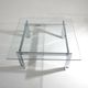 Table basse carrée en verre et acier, années 1970