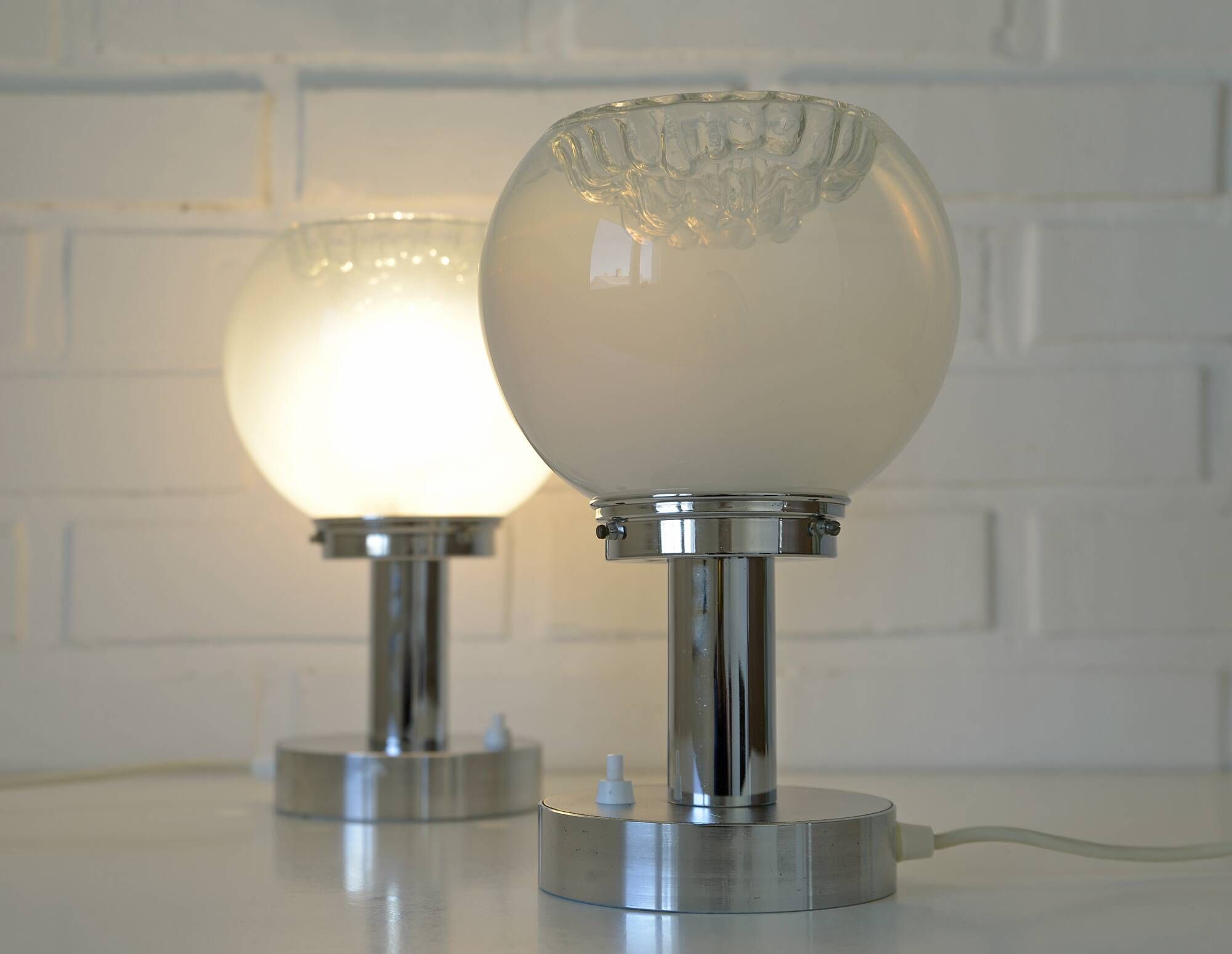 Vintage Pair of Bedside Lamps Mid Century Modern Light Fixture Murano Glass