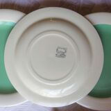 8 plates in earthenware of Salins, mint green and pale yellow vintage 60s / vintage dishes summer