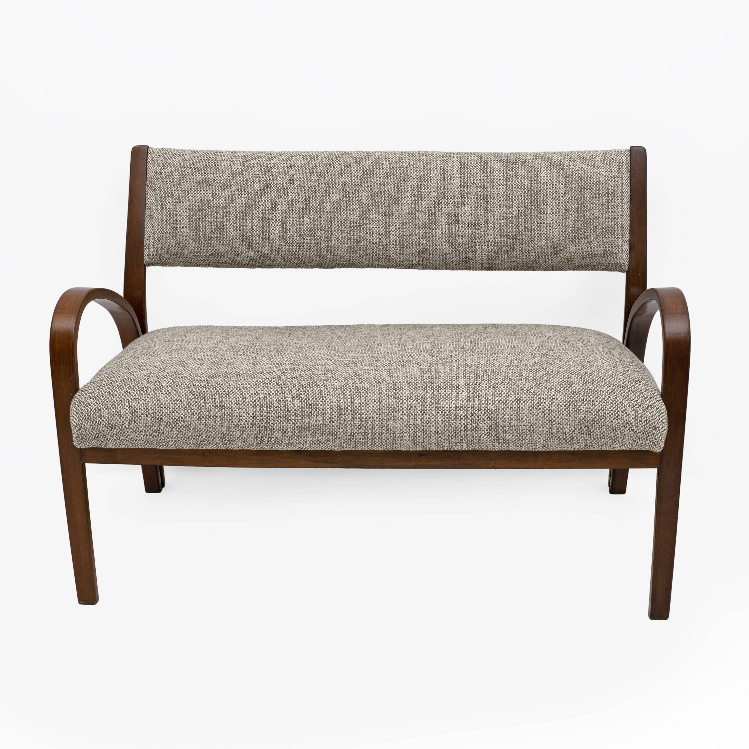 Art Deco Italian Fabric Two Armchairs and Small Sofa, 1930s