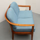 1960s 2-seater sofa in cherrywood middle blue, Wilhelm Knoll