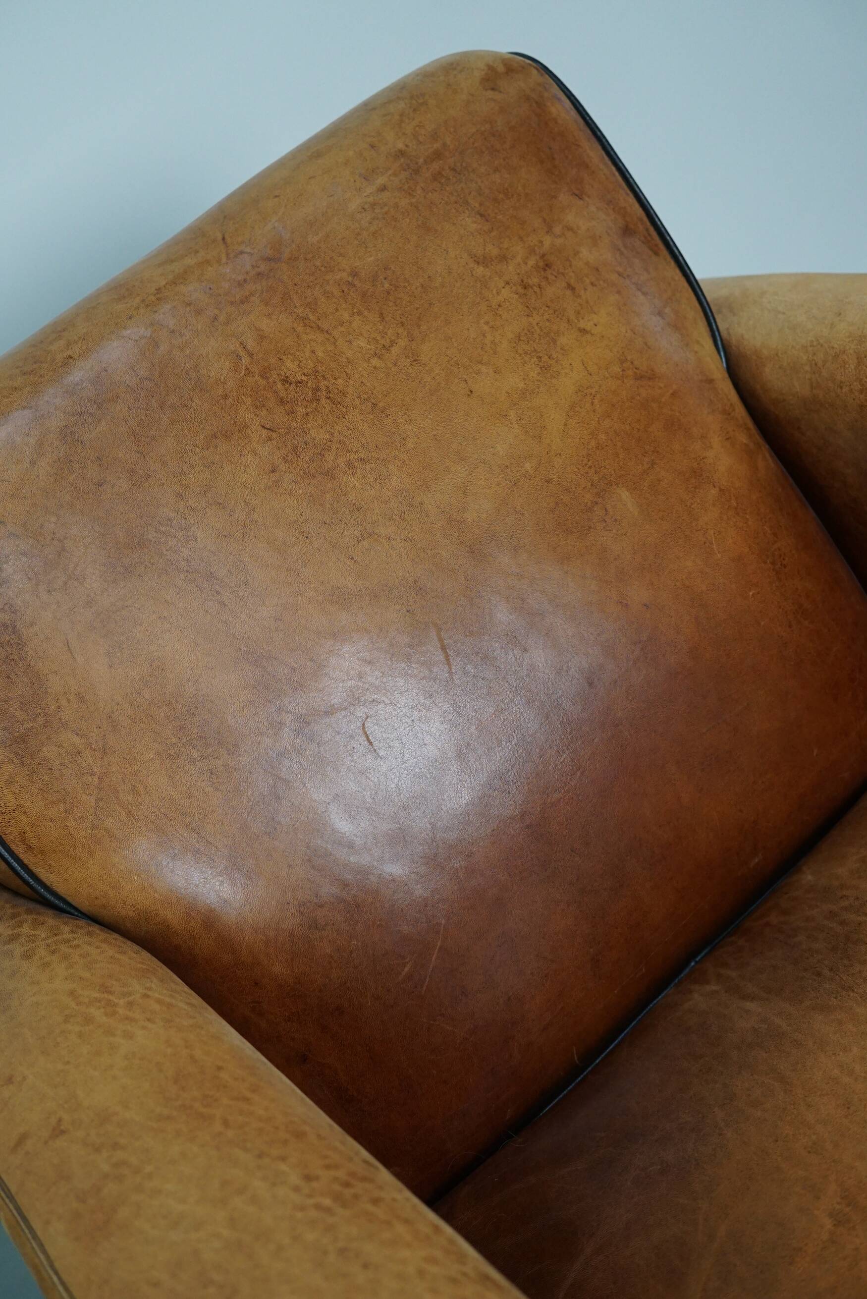 Fauteuils de club en cuir couleur cognac néerlandais vintage, ensemble de 2