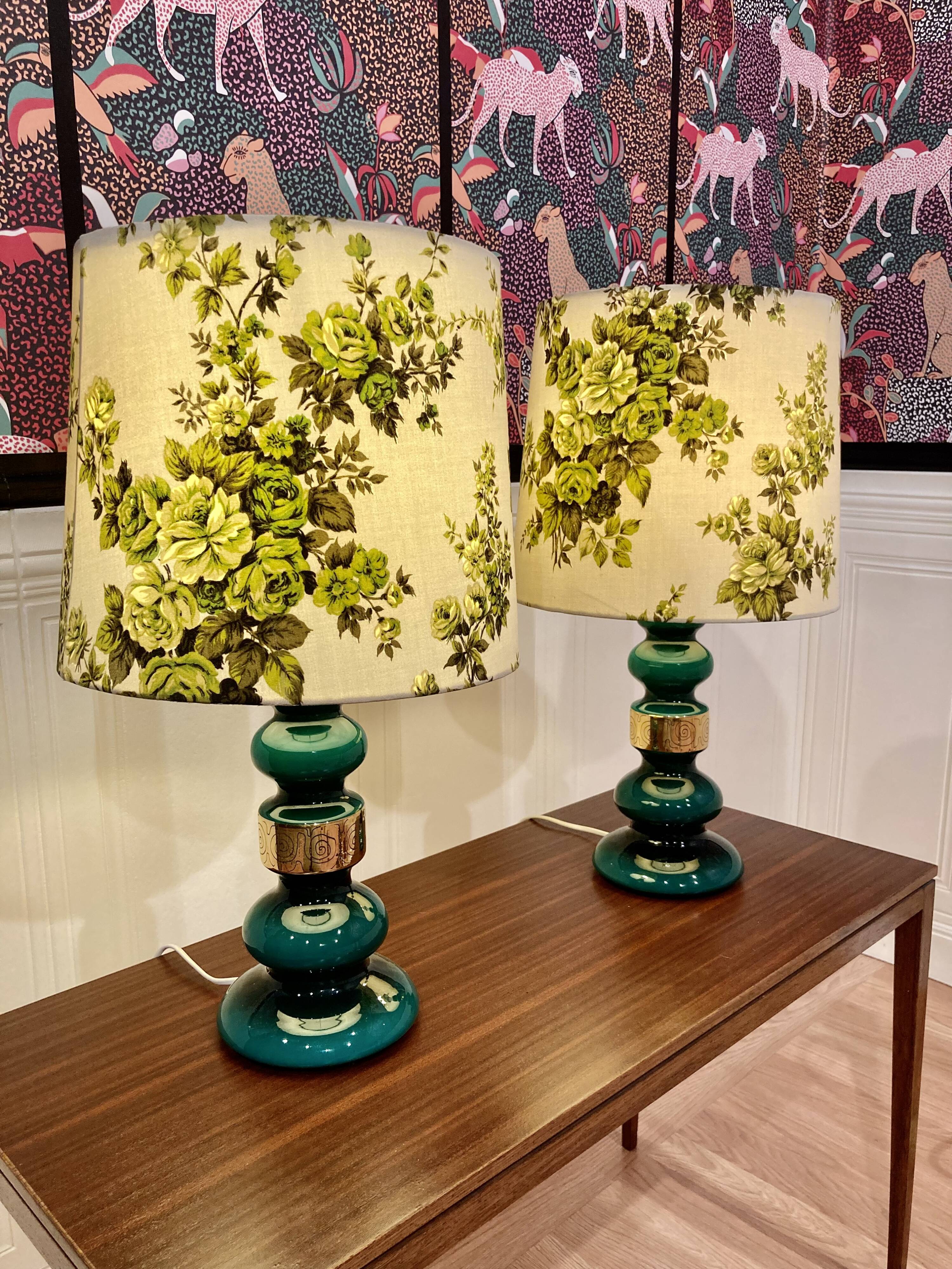 Pair of glass lamps, Scandinavian design, 1950s.