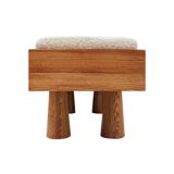Contemporary Brutalist Style Bench in Solid Oak and Wool Bouclé, Italy