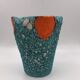 Vase pot style West Germany vintage Fat lava orange turquoise sea foam