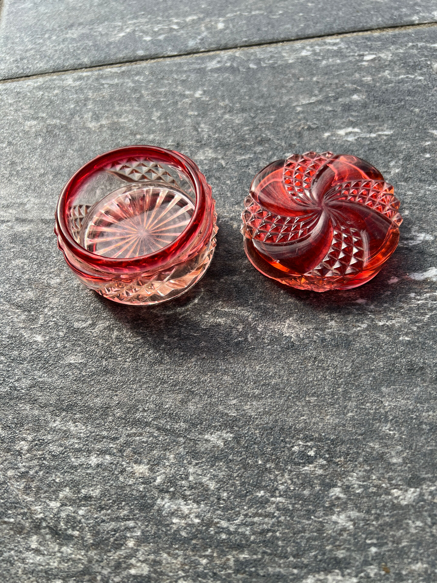 Baccarat Serpentine toilet set, pink crystal, 3 pieces